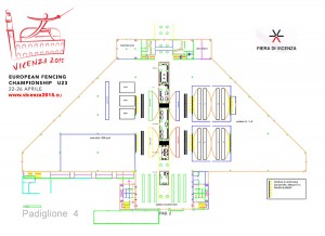 Distribution of the pistes and services in pavillon 4